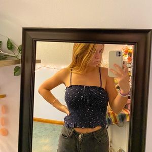 Blue ruched tank top